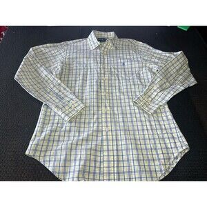 Ralph Lauren Button Down‎ Shirt Men's 15 1/2 Medium Yellow Plaid Cotton Classic